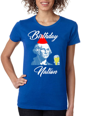 Women's T Shirt Birthday Nation Trendy 4th Of July USA Party Tee