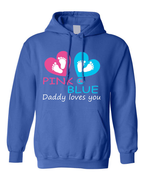 Men's Hoodie Pink Or Blue Daddy Loves You Gender Reveal Shower