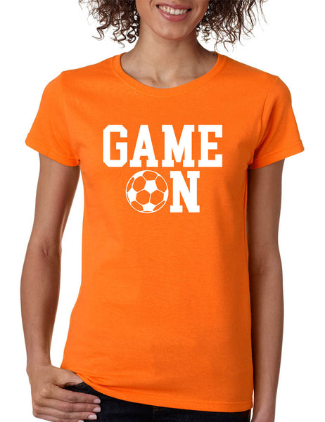 Women's T Shirt Game On Soccer Shirt Team Gift Love Sport Fans Tee