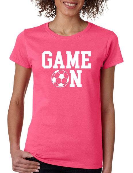 Women's T Shirt Game On Soccer Shirt Team Gift Love Sport Fans Tee