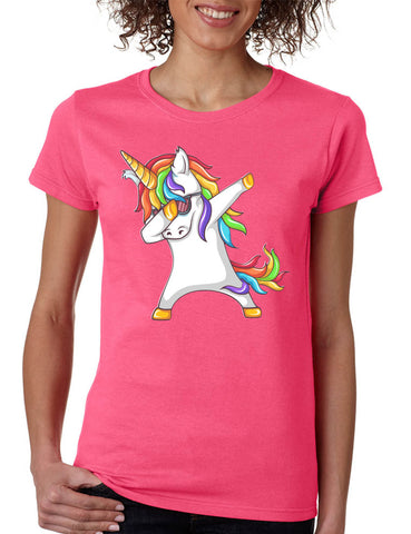 Women's T Shirt Dabbing Unicorn Cute Dab Dance Rainbow Girly Tee