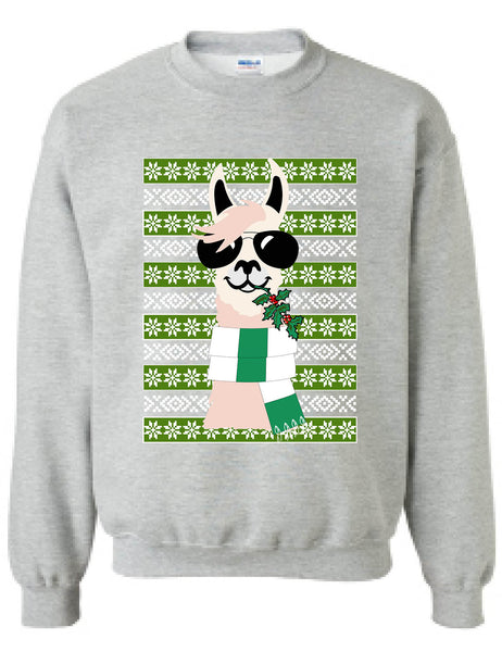 Adult Sweatshirt Cool Llama Ugly Christmas Fun Cute Animal Lover Gift