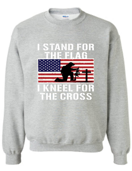 Men's Sweatshirt Stand For The Flag Kneel For The Cross Christian USA