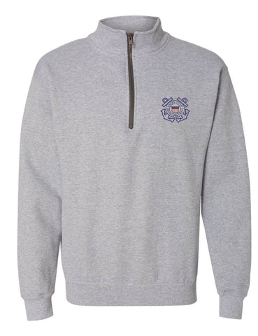 Adult Zip Collar Sweatshirt USCG Embroidered Coast Guard Top America