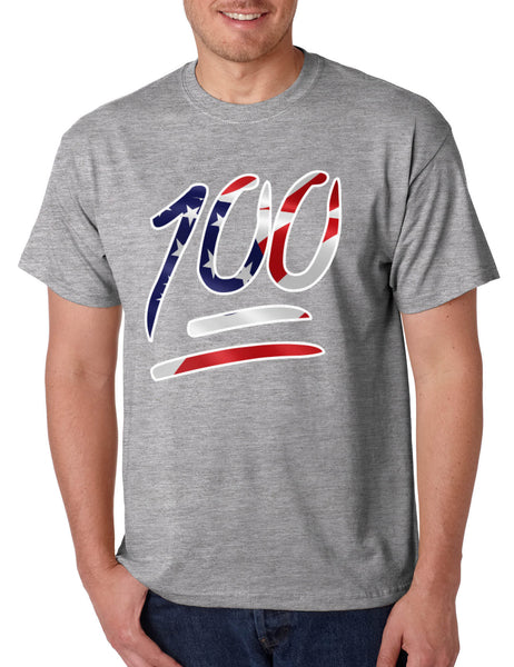Men's T Shirt 100 Emoji USA Flag Trendy 4TH Of July Top Party Tee