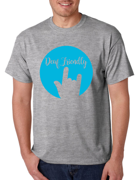 Men's T Shirt Deaf Friendly Deaf Awareness ASL Support Acceptance