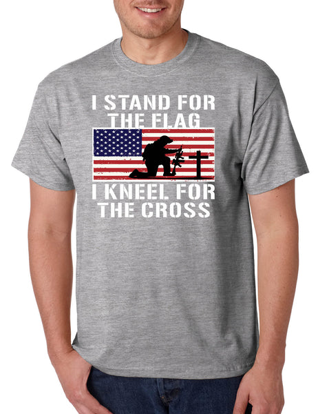 Men's T Shirt Stand For The Flag Kneel For The Cross USA Christian