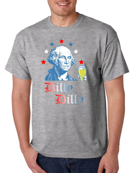 Men's T Shirt George Washington Dilly Dilly 4th Of July Cheers USA