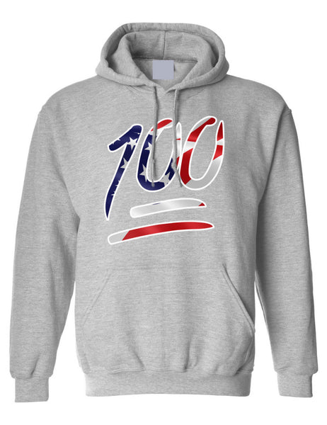 Adult Hoodie 100 Emoji USA Flag 4TH Of July Top Cool American Parade