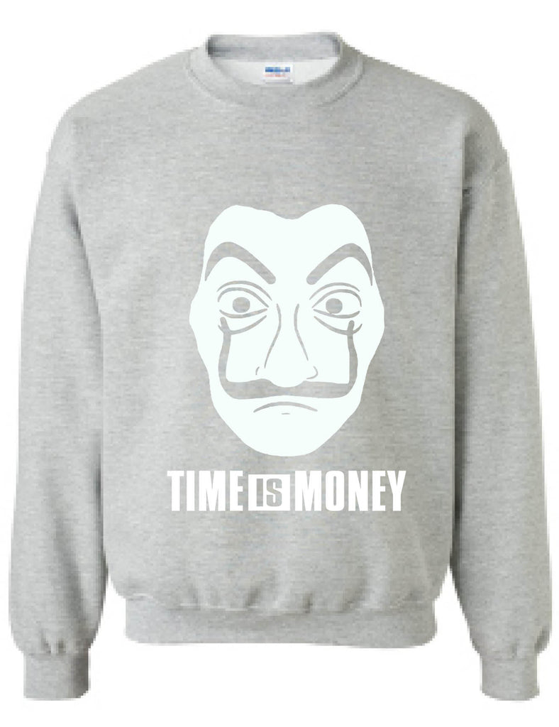Adult Sweatshirt Time Is Money Trendy Top Cool Graphic Popular Gift