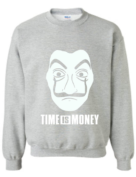 Adult Sweatshirt Time Is Money Trendy Top Cool Graphic Popular Gift