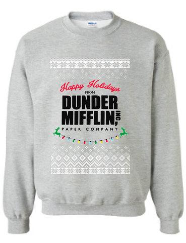 Happy Holidays From Dunder Mifflin Paper Christmas Adult Ugly Sweatshirt