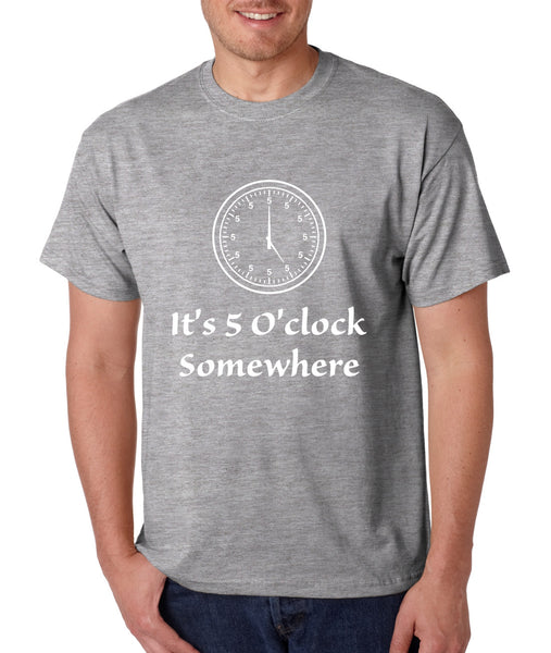 Men's T Shirt It's 5 O'clock Somewhere Party Drinking Beer Tee - ALLNTRENDSHOP - 5