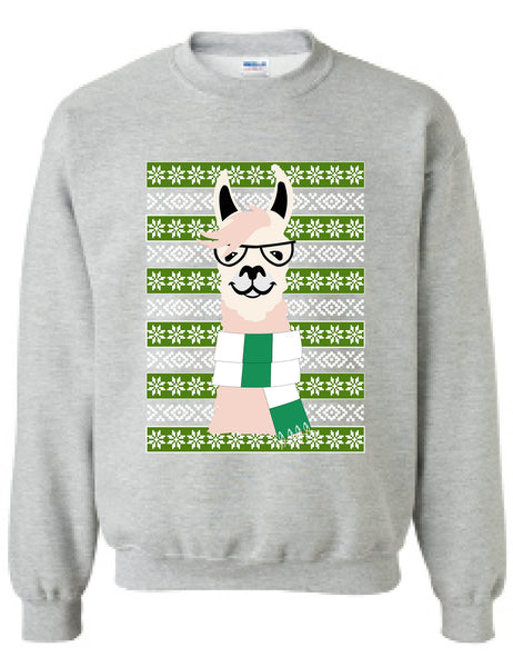 Adult Sweatshirt Nerd Llama Ugly Christmas Fun Cute Animal Fans Gift