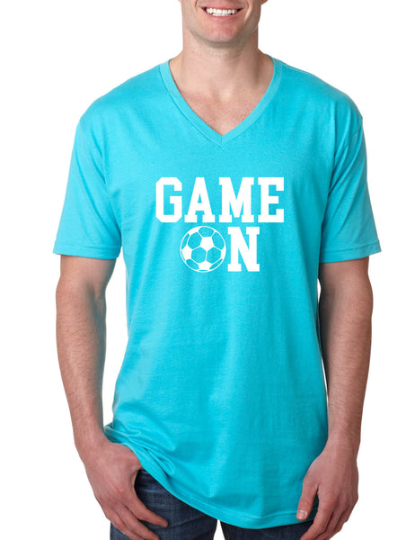 Men's V Shirt Game On Soccer Tee Shirt Team Gift Love Sport Fans Tee