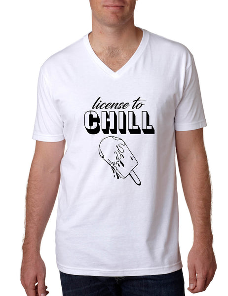 Men's V Shirt License To Chill Funny Vacation Tee Cool Summer Shirt