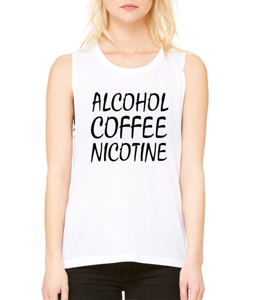 Women's Flowy Muscle Top Alcohol Coffee Nicotine - ALLNTRENDSHOP - 5