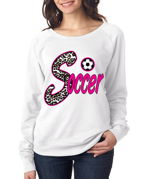 Soccer White Leopard women's long sleeve pullover - ALLNTRENDSHOP - 1