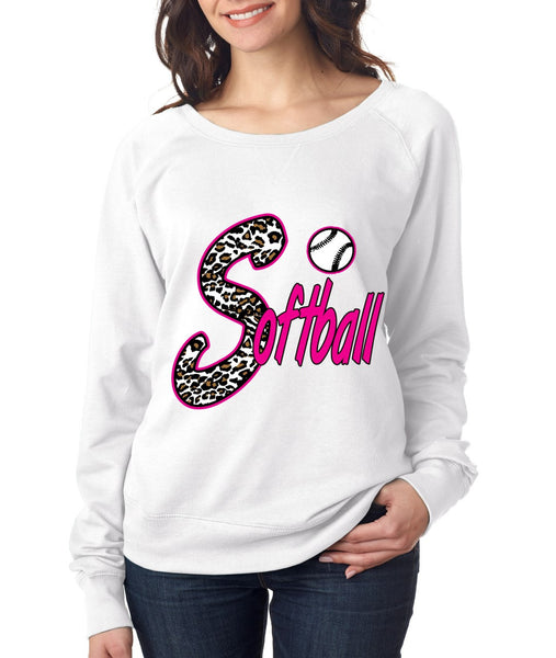 Softball White Leopard cheetah women`s long sleeve Pullover - ALLNTRENDSHOP - 1