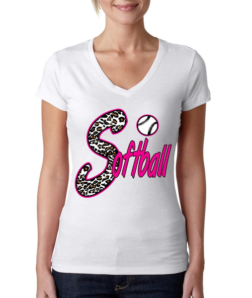 Softball White Leopard cheetah women's sporty V - ALLNTRENDSHOP - 5