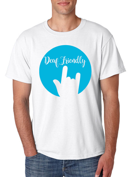 Men's T Shirt Deaf Friendly Deaf Awareness ASL Support Acceptance