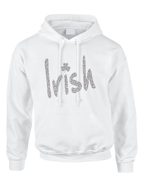 Adult Hoodie Irish Glitter Silver Shamrock St Patrick's Top