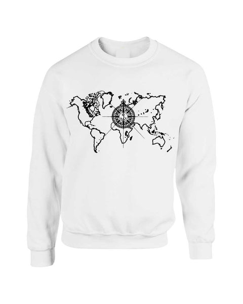 Adult Crewneck World Map Compass Cool Stuff Trendy Top - ALLNTRENDSHOP - 2