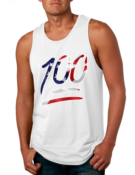 Men's Tank Top 100 Emoji USA Flag Trendy 4TH Of July Top Party Tee
