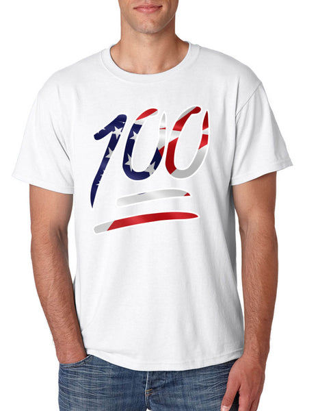 Men's T Shirt 100 Emoji USA Flag Trendy 4TH Of July Top Party Tee