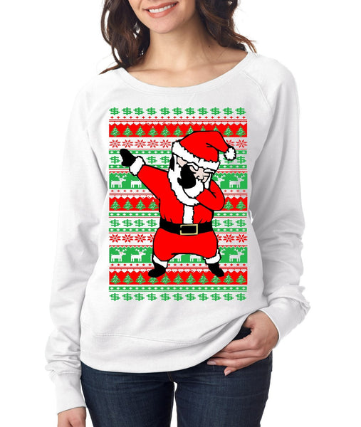 Dabbing santa ugly christmas sweater Women long sleeve shirt - ALLNTRENDSHOP