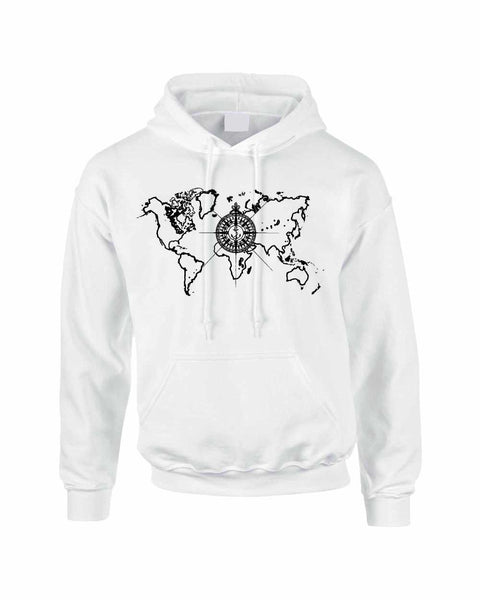 Adult Hoodie World Map Compass Cool Stuff Trendy Top - ALLNTRENDSHOP - 1