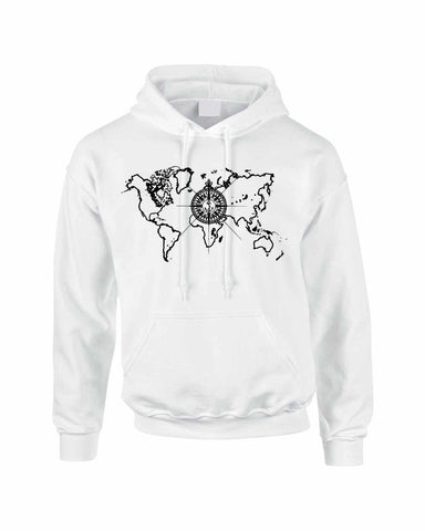 Adult Hoodie World Map Compass Cool Stuff Trendy Top - ALLNTRENDSHOP - 1