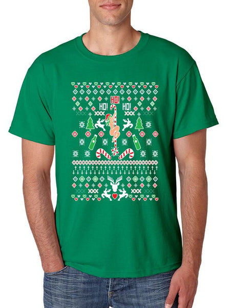 HO HO HO Christmas Dancer Men's Tee Shirt Ugly Christmas Sweater - ALLNTRENDSHOP